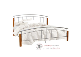 MIRELA, kovová postel 180x200cm, stříbrná / přírodní
