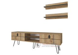 RETIRO, televizní stolek 2-dveřový s poličkami, černá / sapphire