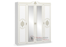MILAN, šatní skříň 180cm 4-dveřová, bílá / zrcadla