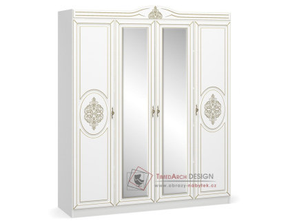 MILAN, šatní skříň 4-dveřová 180cm, bílá / zrcadla