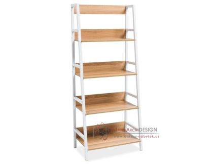 OLSEN A, policový regál, bílá / dub
