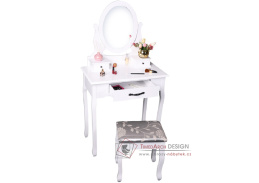 LINET NEW, toaletní stolek s taburetem, bílá / stříbrná