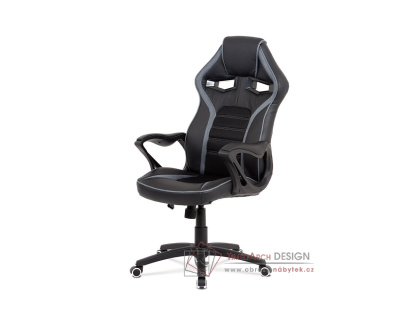 KA-G406 GREY, kancelářská židle, ekokůže černá / látka šedá mesh