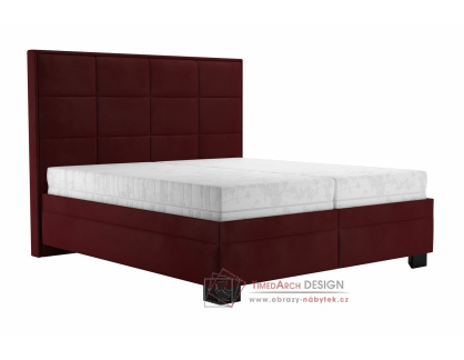 SABRINA, čalouněná postel 180x200cm, látka vínově červená / matrace IVANA DE LUXE