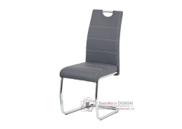 HC-481 GREY, jídelní židle, chrom / ekokůže šedá