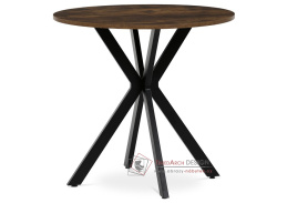 HT-F4108 OLW, jídelní stůl pr. 80cm, černá / staré dřevo