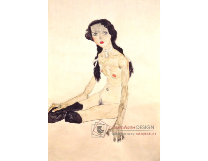 VES 168 Egon Schiele - Sedící dívka s copem
