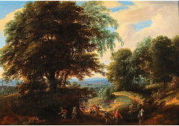 DDSO-1664 Jacques d Arthois - Zalesněná krajiny s vesničany