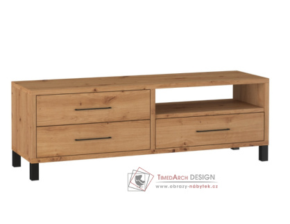 ROMANIA, televizní stolek se 3-mi zásuvkami, dub artisan