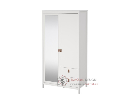 REAL 658, šatní skříň 2-dveřová se 2-mi zásuvkami 102cm, bílá / zrcadlo