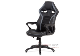 KA-G406 GREY, kancelářská židle, ekokůže černá / látka šedá mesh