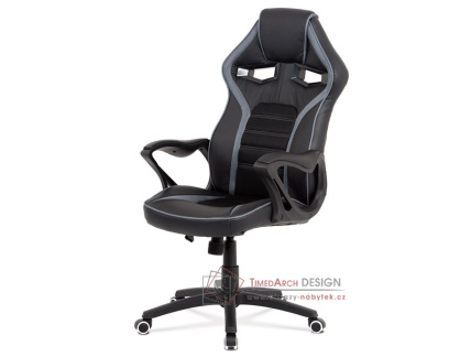 KA-G406 GREY, kancelářská židle, ekokůže černá / látka šedá mesh