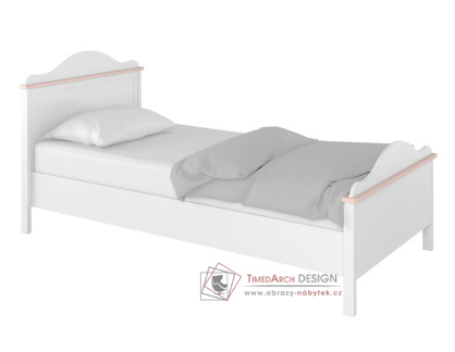 POLONA 08, postel 90x200cm s matrací, bílá / růžová
