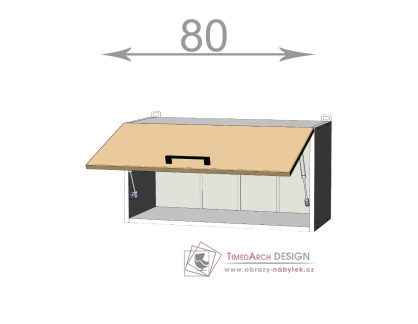 horní výklopná skříňka š.80, v.36, Modena W8036, bílá/artwood