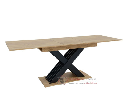VARIKA, jídelní stůl rozkládací, 150-185x85cm, antracit / dub kraft zlatý