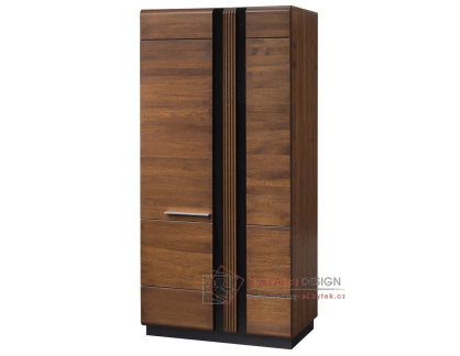PORTI P-70, šatní skříň 2-dveřová, antický dub / černé sklo