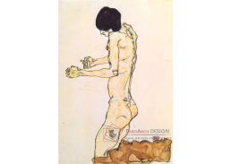 VES 95 Egon Schiele - Klečící nahá žena s otevřenou náručí