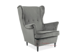 LORD VELVET, čalouněné křeslo, wenge / látka Bluvel 14 šedá