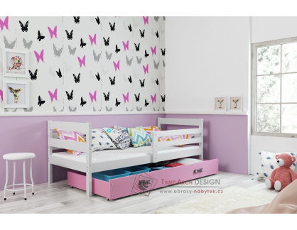 NORBERT, postel 90x200cm, bílá / růžová