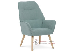 AK-312 BLUE2, čalouněné křeslo - ušák, přírodní / látka modrá