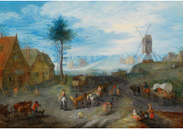 DDSO-1735 Joseph van Bredael - Vesnická krajina s větrným mlýnem a krytý vůz