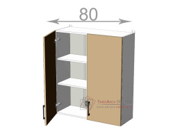 horní vysoká skříňka š.80, v.92, Kaiser W8092, bílá/cappuccino lesk