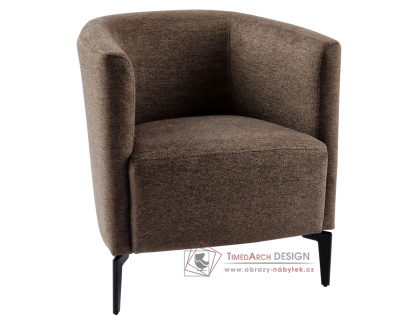 KAPY, designové čalouněné křeslo, černá / látka Matana 19 hnědá
