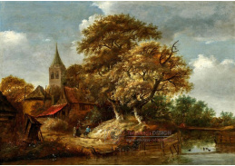 A-8374 Jan Vermeer van Haarlem - Vesnice u řeky s postavami