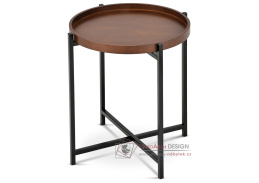 80135-12 WAL, odkládací stolek pr. 50cm, černá/ ořech