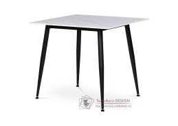HT-398M WT, jídelní stůl 80x80cm, černá / bílý mramor