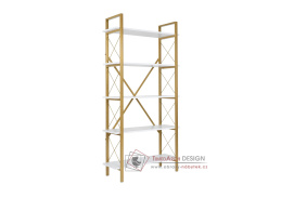 ELYSIAN, policový regál, zlatá / bílá