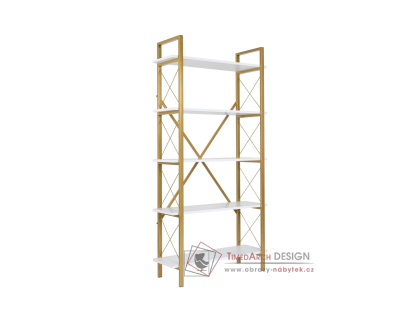 ELYSIAN, policový regál, zlatá / bílá