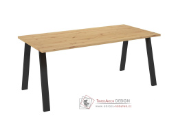 KOBALT, jídelní stůl 185x90cm, černá / dub artisan