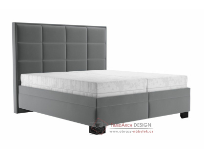 SABRINA, čalouněná postel 180x200cm, látka šedá / matrace IVANA DE LUXE