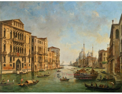 A-7087 Luigi Querena - Pohled na Canal Grande z Palazzo Cavalli-Franchetti se Santa Maria della Salute v Benátkách