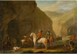 A-7498 Johann Georg Pforr - Horská krajina s lovci