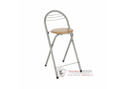Barová židle, BOXER - aluminium / buk