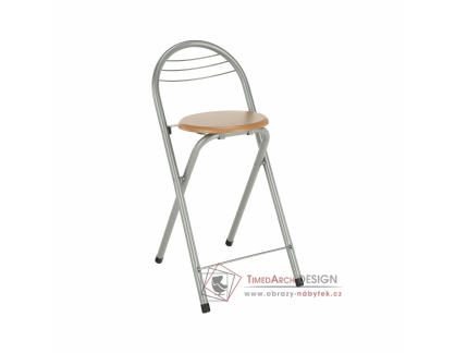 Barová židle, BOXER - aluminium / buk