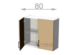 horní skříňka s odkapávačem š.80, v.72, Kaiser WD8072, bílá/cappuccino lesk