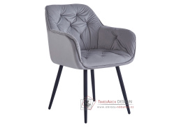 FEDRIS NEW, jídelní designové křeslo, černá / látka velvet světle šedá