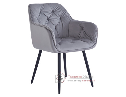 FEDRIS NEW, jídelní designové křeslo, černá / látka velvet světle šedá