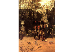 R16-10 James Tissot - Bubnování k ústupu v zahradách Tuileries