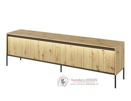 Televizní stolek 4D 193 s LED IPOLIS dub artisan/černá
