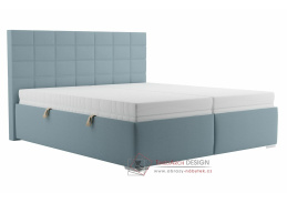 BORA, čalouněná postel 180x200cm, látka modrošedá / matrace NELLY