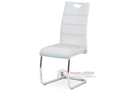 HC-481 WT, jídelní židle, chrom / ekokůže bílá