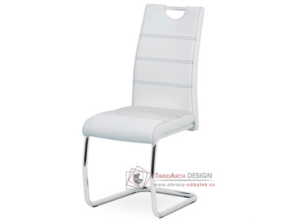 HC-481 WT, jídelní židle, chrom / ekokůže bílá