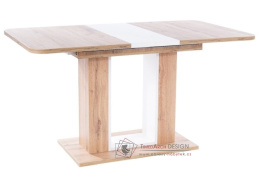 TWINS, jídelní stůl rozkládací 140-180x80cm, dub artisan / bílá