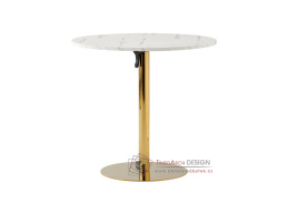 LAMONT, jídelní stůl pr. 80cm, gold chrom zlatý / světlý mramor