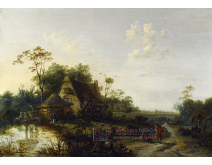 SO XVI-425 Cornelis Snellinck - Krajina s postavami, chalupou a rybníkem