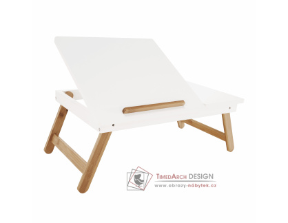MELTEN, příruční stolek na notebook, přírodní bambus / bílá